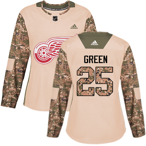 Adidas Red Wings #25 Mike Green Camo Authentic Veterans Day Women's Stitched NHL Jersey - Click Image to Close